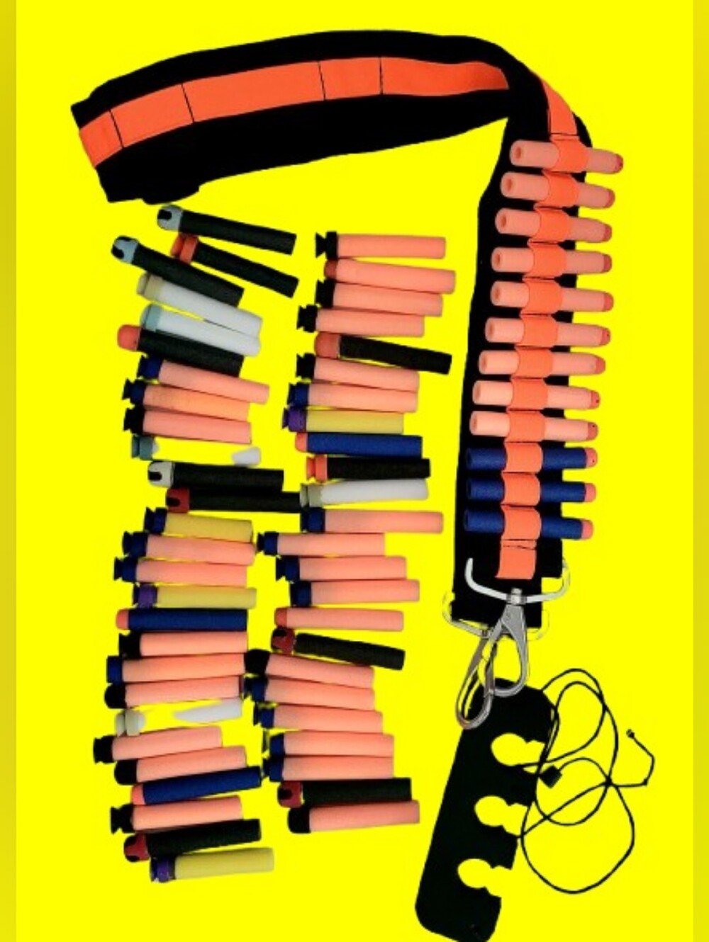 NERF N-STRIKE SHOULDER STRAP DART HOLDER Bandolier, 63 Used Foam Darts